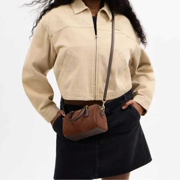 NWT Coach Mini Rowan Crossbody Bag CCF29 suede/Vintage Brown - Picture 6 of 16